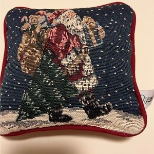 Riverdale Santa Claus Pillow Small Needlepoint Tapestry Red Back